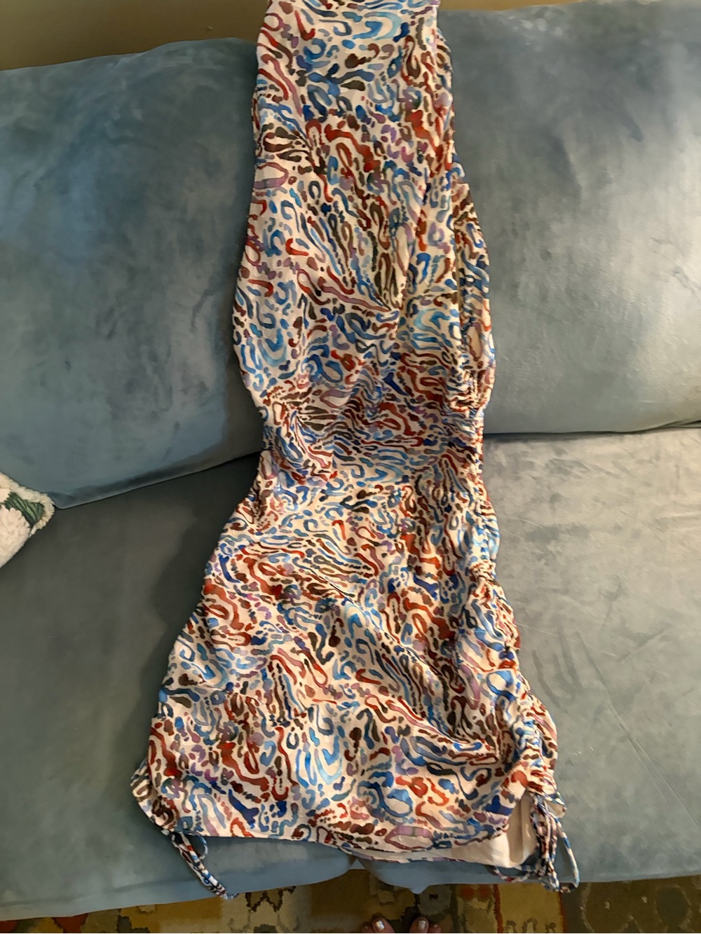 Amanda Uprichard High Neck Mini Dress - Blue, White, Pink - Picture 3 of 5